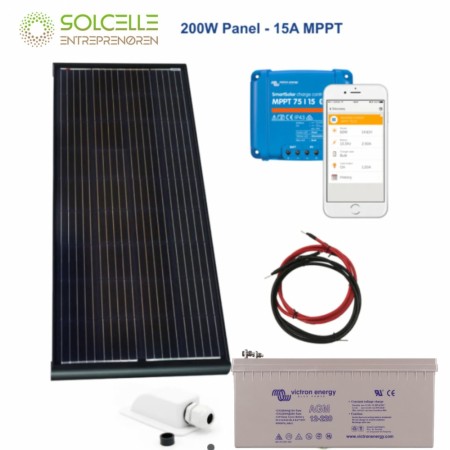 Solcellepakke 12V-200W-220AH Hundekasse